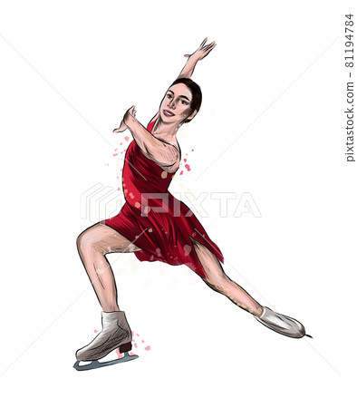 Abstract winter sport Figure skating girl from splash of watercolors 81194784