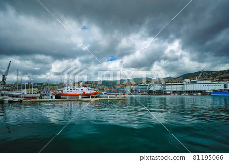 Port of Genoa Genova with yachts and boats. Genoa, Italy Port of Genoa Genova with yachts and boats. Genoa, Italy 81195066