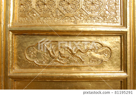 Wutaishan, Shanxi Province in China. This is the Copper Hall (or Bronze Hall) at Xiantong Temple in Wutaishan. Detail of the artwork. Wutaishan is one of the four sacred mountains in Chinese Buddhism. 81195291