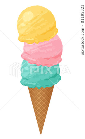 在 cone_triple_colorful 上的冰淇淋插圖 81195323