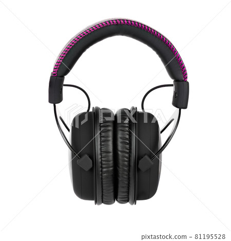 close view of wireless black headphones isolated on white background close view of wireless black headphones isolated on white background 81195528