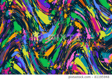 Colorful action painting on a black background Colorful action painting on a black background 81195948