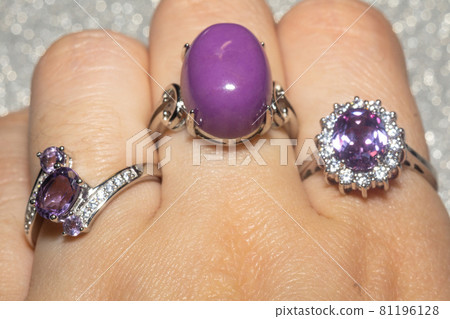 Silver ring with purple stone 81196128
