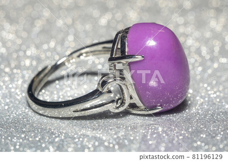 Silver ring with purple stone 81196129