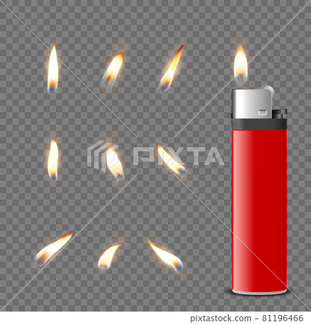 Vector 3d Realistic Blank Red Cigarette Gasoline Lighter and Burning Flame Icon Set Closeup Isolated. Fire from a Lighter. Design Template of Lighter Flame. Front View Vector 3d Realistic Blank Red Cigarette Gasoline Lighter and Burning Flame Icon Set Closeup Isolated. Fire from a Lighter. Design Template of Lighter Flame. Front View 81196466