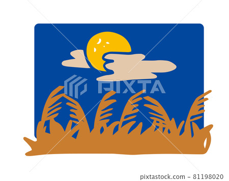 日本蒲葦和月亮的簡單插圖 81198020