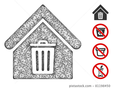 Trash House Web Vector Mesh Illustration Trash House Web Vector Mesh Illustration 81198450