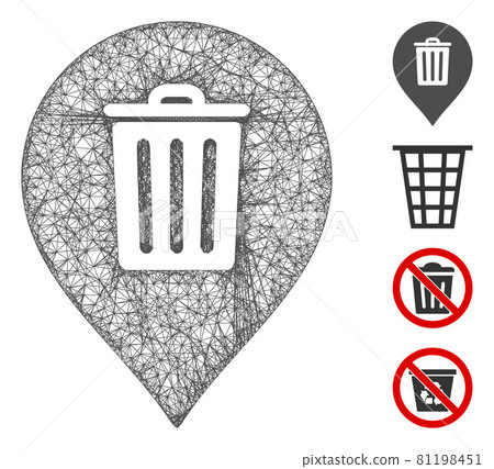 Trash Can Marker Web Vector Mesh Illustration 81198451