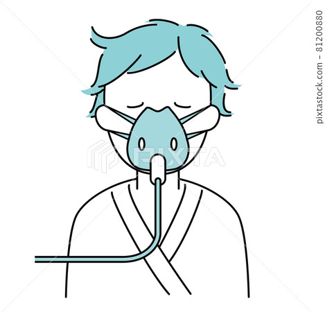吸氧，住院，病床，病人，病媒，重病，醫院，插畫素材 81200880