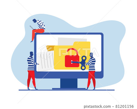 man unlock data with; hacker steal data and personal information concept vector 81201156