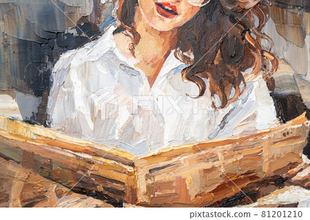 A girl with glasses is reading a newspaper. 81201210