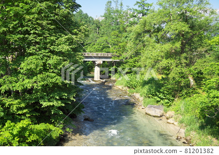 Beautiful suspension bridge view on a sunny day 81201382