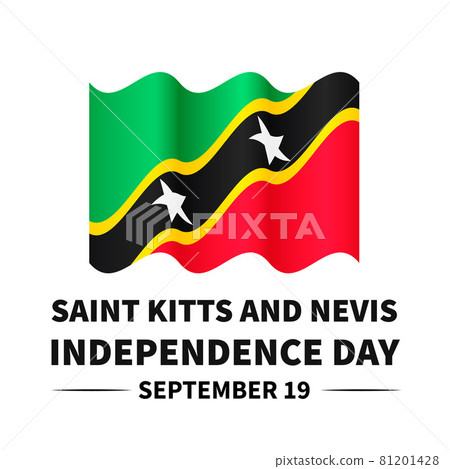 Saint Kitts and Nevis Independence Day lettering with flag isolated on white. National holiday celebrated on September 19. Vector template for typography poster, banner, greeting card, flyer 81201428