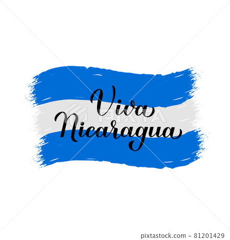 Viva Nicaragua Long Live Nicaragua lettering in Spanish. Honduran Independence Day celebrated on September 15. Vector template for typography poster, banner, greeting card, flyer 81201429
