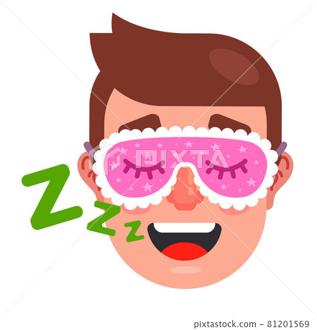 man sleeps with sleep mask. snoring man. man sleeps with sleep mask. snoring man. 81201569