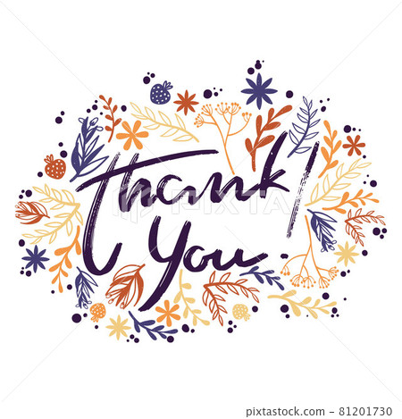 Thank You Greeting Card With Doodle Flower 插圖素材 圖庫