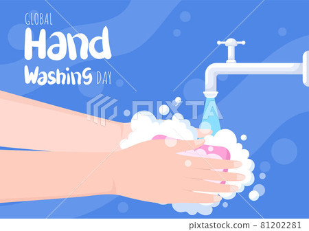 Washing Hands With Soap Water Bubbles For... - Stock Illustration ...