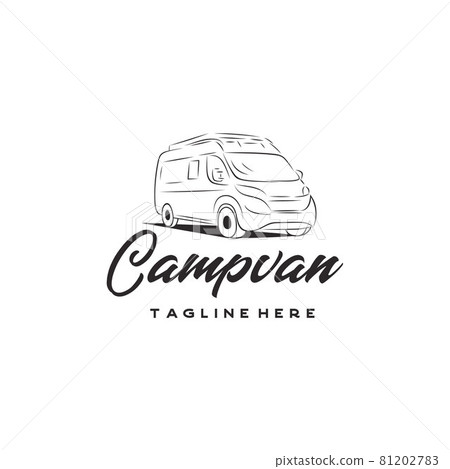 Camper van logo, emblems and badges. Recreational vehicle illustration Camper van logo, emblems and badges. Recreational vehicle illustration 81202783
