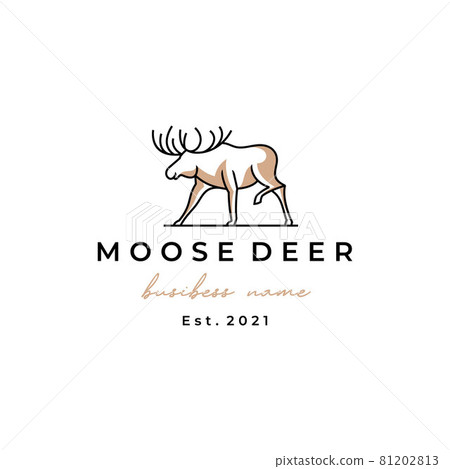 Moose Deer line art logo vector icon... - Stock Illustration [81202813 ...