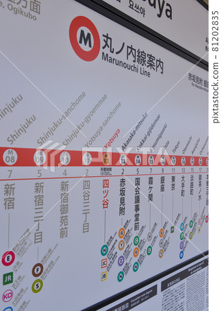 東京地鐵丸之內線四谷站站台信息顯示 81202835