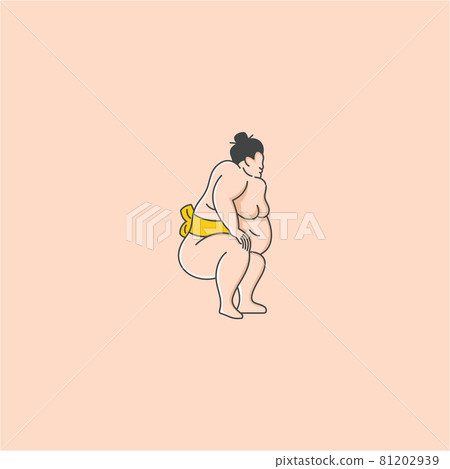 Sumo wrestler Logo. Fat, overweight man. Japanese Traditional sport logo design inspiration 81202939