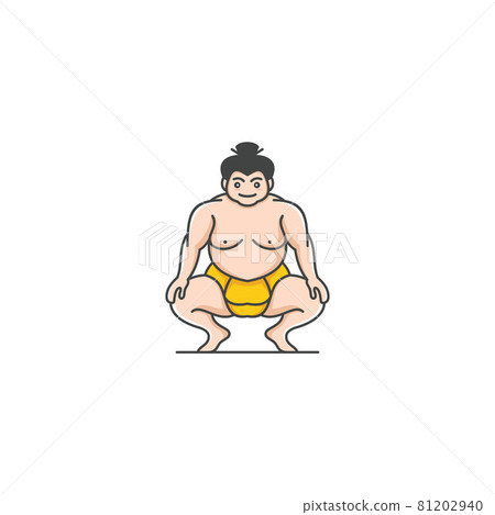 Sumo wrestler Logo. Fat, overweight man. Japanese Traditional sport logo design inspiration 81202940