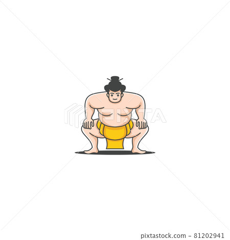 Sumo wrestler Logo. Fat, overweight man. Japanese Traditional sport logo design inspiration 81202941