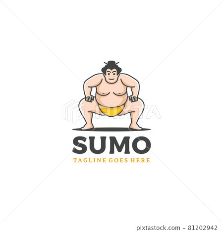 Sumo wrestler Logo. Fat, overweight man. Japanese Traditional sport logo design inspiration 81202942