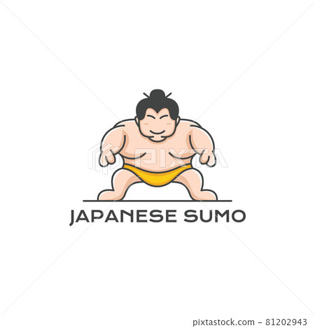 Sumo wrestler Logo. Fat, overweight man. Japanese Traditional sport logo design inspiration 81202943