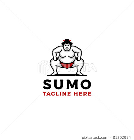 Sumo wrestler Logo. Fat, overweight man. Japanese Traditional sport logo design inspiration 81202954