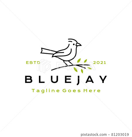 Blue Jay Bird Silhouette Logo Design Vector Illustration By weasley99