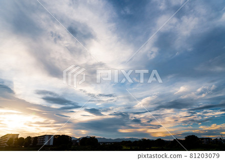 Summer sunset residential area 81203079