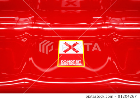 Do not sit here sticker red X sign on seat in train,Social distancing for covid-19 or coronavirus outbreak 81204267
