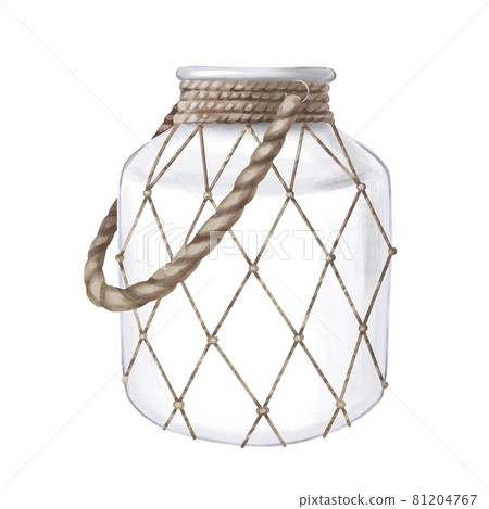 Glass jar watercolor hand drawn clipart isolated on white background. Zero waste lifestyle, eco-friendly kitchen. No plastic concept. Handmade illustration. 81204767