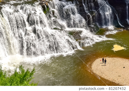 Ryumon Falls in early summer, where the legend of the Great Snake is handed down in Nasukarasuyama City, Tochigi Prefecture 81207432