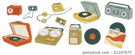 Vinyl plates and magnetophones for playing music 81207675