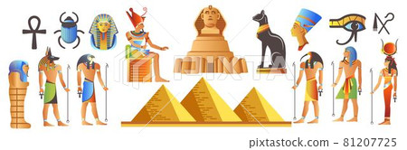 Ancient Egypt with landmarks and deities mythology 81207725