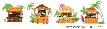 Beach bar, bungalow building cafe or restaurant Beach bar, bungalow building cafe or restaurant 81207749