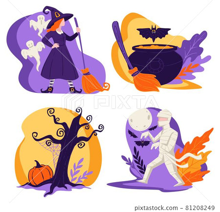 Halloween holiday in autumn, witch character mummy 81208249