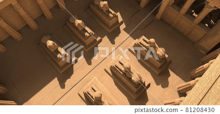 Egyptian temple in the desert 3d illustration Egyptian temple in the desert 3d illustration 81208430