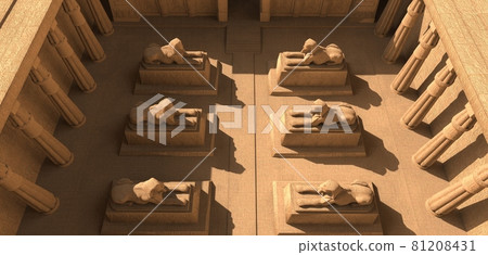 Egyptian temple in the desert 3d illustration 81208431