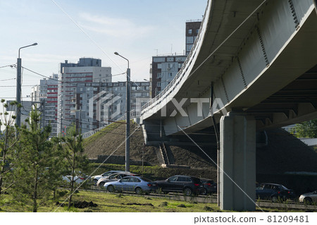 Concrete car overpass in the city center. 81209481