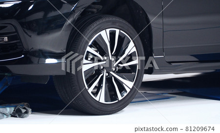 Car body Parts side view. Automotive car parts such as window wheel tire headlight side mirror side shots shooting from front and rear view in studio. for use in automobile industry. no driver. 81209674