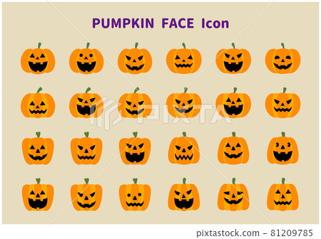 萬聖節南瓜各種臉圖標平面設計 81209785