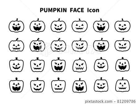 萬聖節南瓜臉圖標線條藝術 81209786