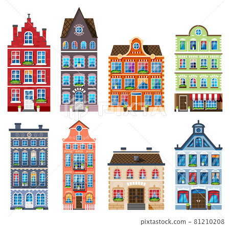 Residential House Icon Collection in Dutch Style. 81210208