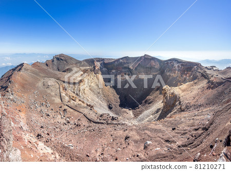 日本最高峰富士山的大全景，在山頂火山口（靜岡縣富士宮市）*作品評論部分的拍攝位置 81210271
