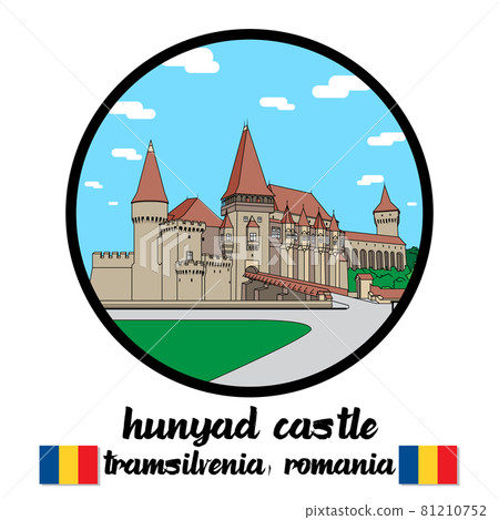 Circle Icon line Hunyad Castle. icon vector illustration Circle Icon line Hunyad Castle. icon vector illustration 81210752