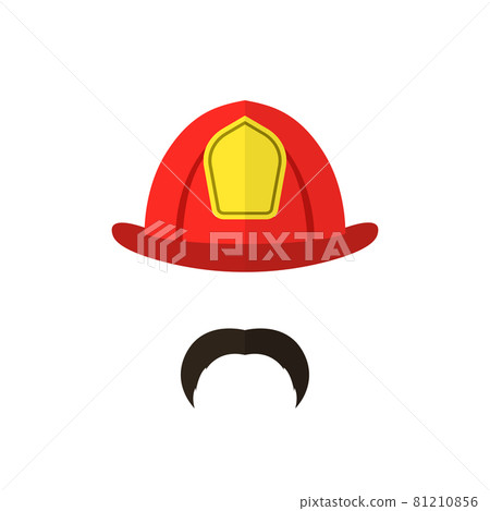Firefighter with mustache wearing helmet. Firefighter with mustache wearing helmet. 81210856