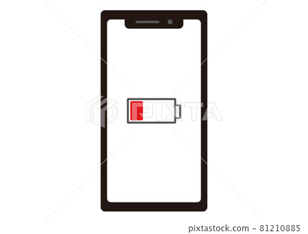 Smartphone battery level low image illustration front Smartphone battery level low image illustration front 81210885